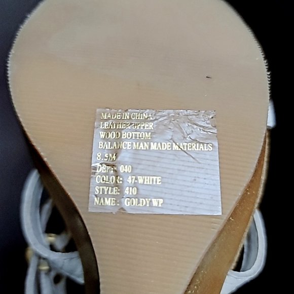 WILD PAIR White Strappy wedge, with gold hardware. - Picture 11 of 14